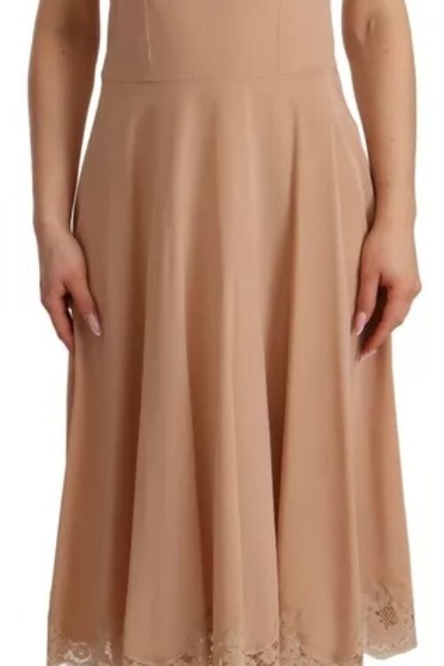 Dolce & Gabbana Beige Lace A-line Spaghetti Strap Midi Dress