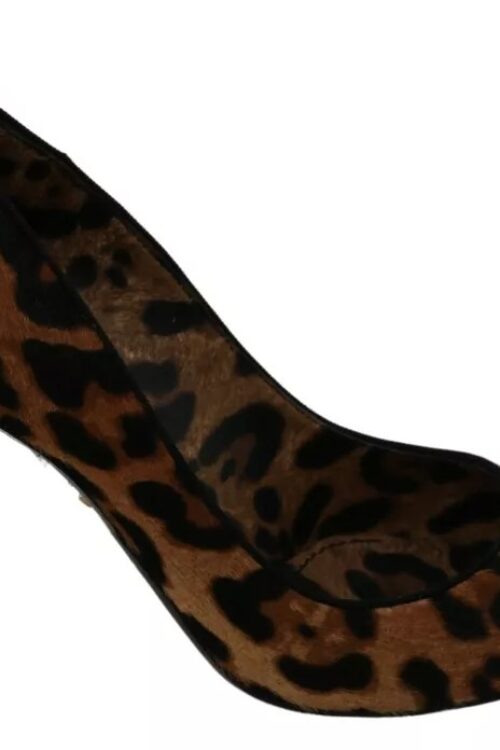 Dolce & Gabbana Brown Leopard Pony Hair Heels Pumps Shoes