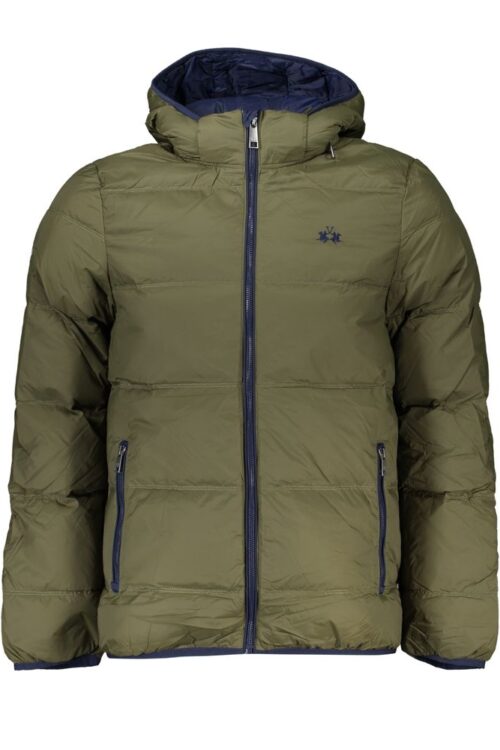 La Martina Elegant Green Hooded Jacket with Contrast Details