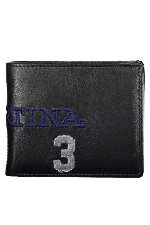 La Martina Elegant Two-Compartment Black Leather Wallet