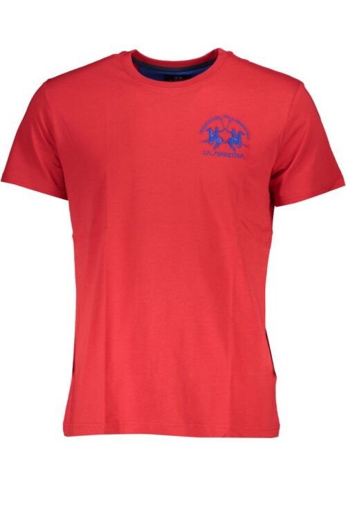 La Martina Elegant Pink Crew Neck Tee with Embroidery