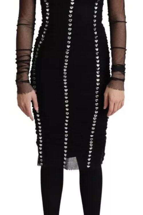 Dolce & Gabbana Black Crystal Embellished Bodycon Dress