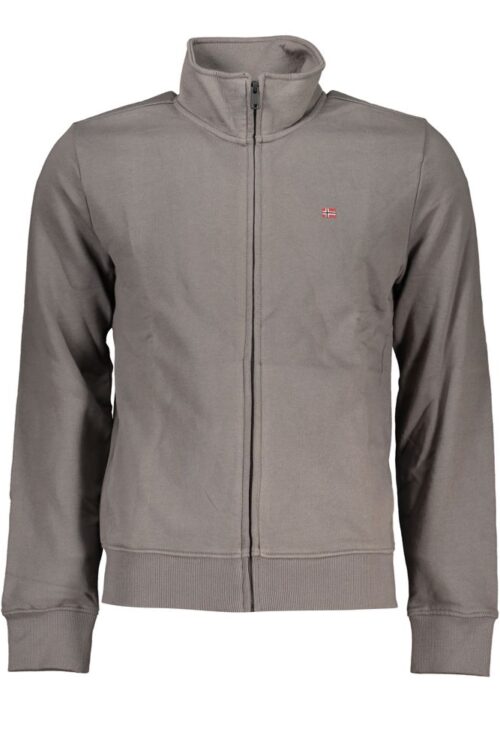 Napapijri Exclusive Gray Zip Sweatshirt with Embroidery