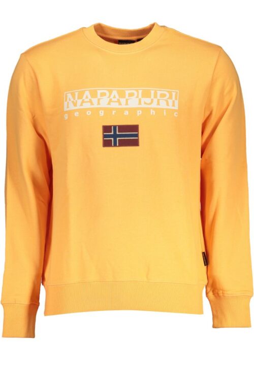 Napapijri Sleek Orange Crew Neck Embroidered Sweatshirt