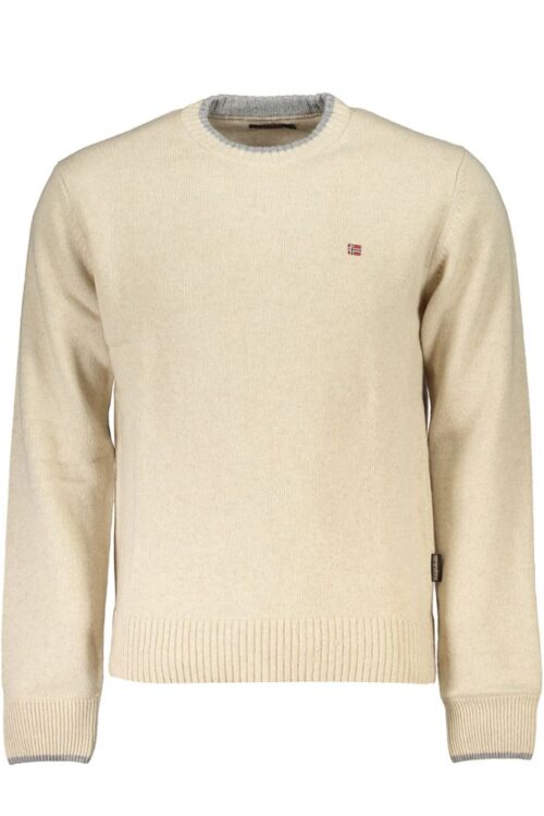 Napapijri Beige Crew Neck Embroidered Sweater