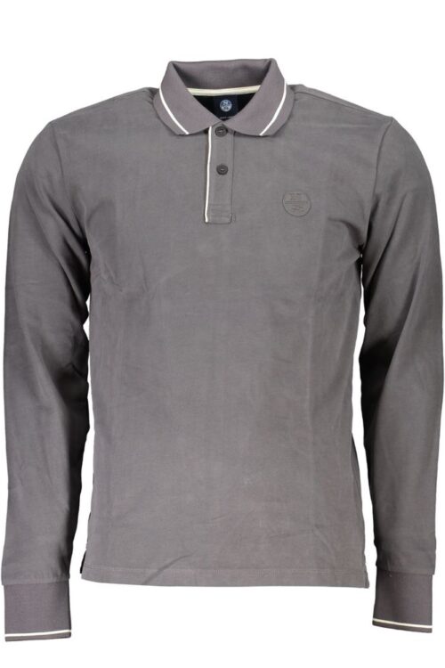 North Sails Sleek Gray Long-Sleeve Polo with Contrast Details