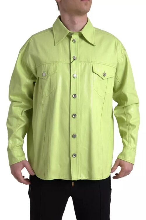 Dolce & Gabbana Green Cotton Collared Casual Button Down Shirt