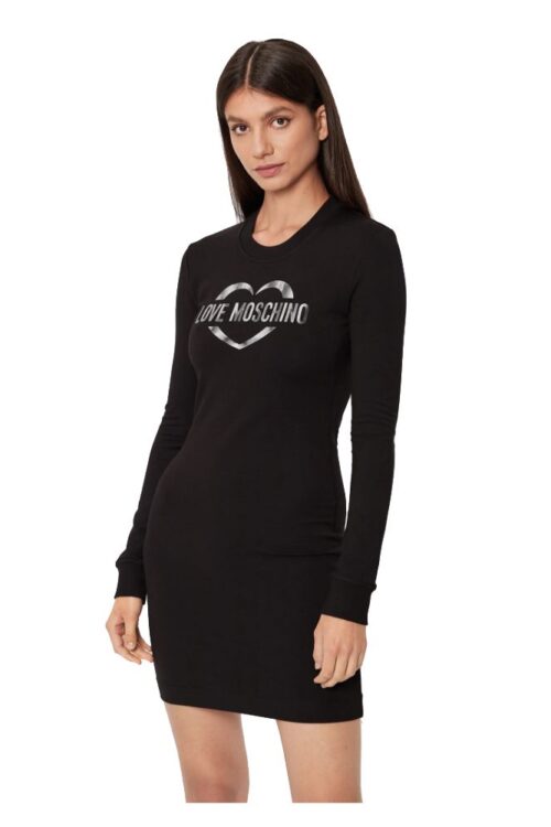 Love Moschino Chic Cotton Blend Logo Dress