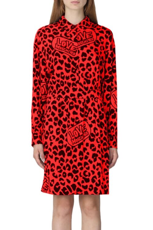 Love Moschino Elegant Viscose Blend Leopard Print Dress