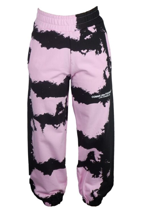 Comme Des Fuckdown Chic Pink Print Cotton Track Pants