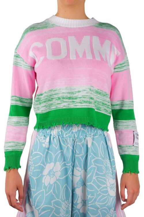 Comme Des Fuckdown Pink Viscose Blend Crewneck Statement Sweater