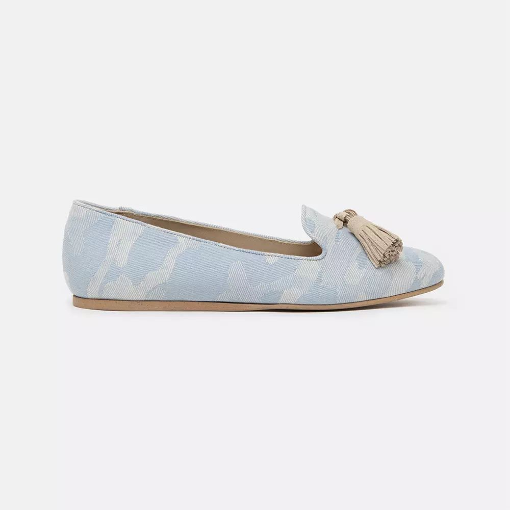 Charles Philip Elegant Light Blue Camouflage Loafers
