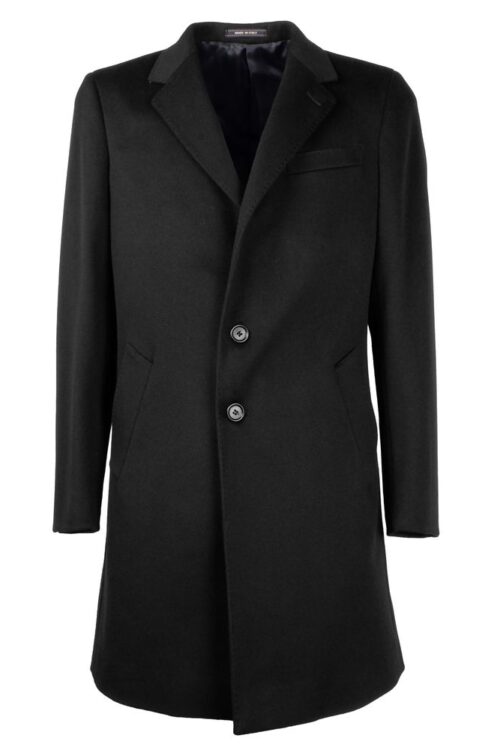 Made in Italy Elegant Black Virgin Wool Men’s Coat