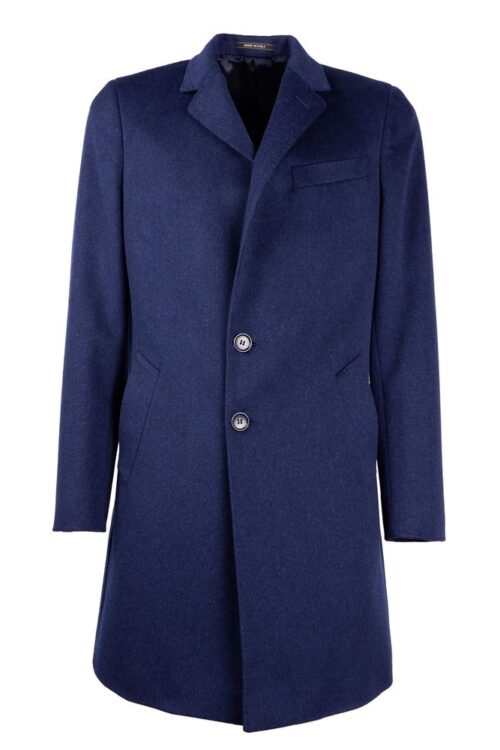 Made in Italy Navy Elegance Wool Coat for Men