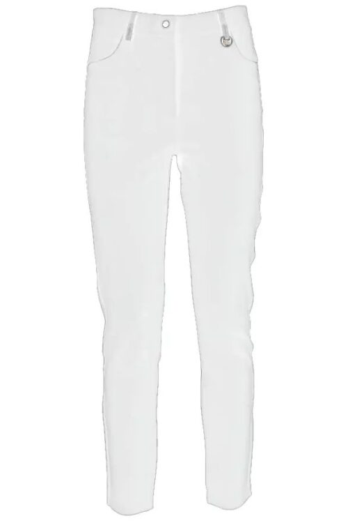 Yes Zee Chic White Slim-Fit Milano Stitch Trousers