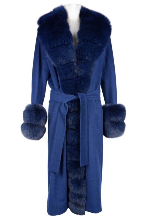 Made in Italy Elegant Wool Coat with Luxe Fox Fur Trim