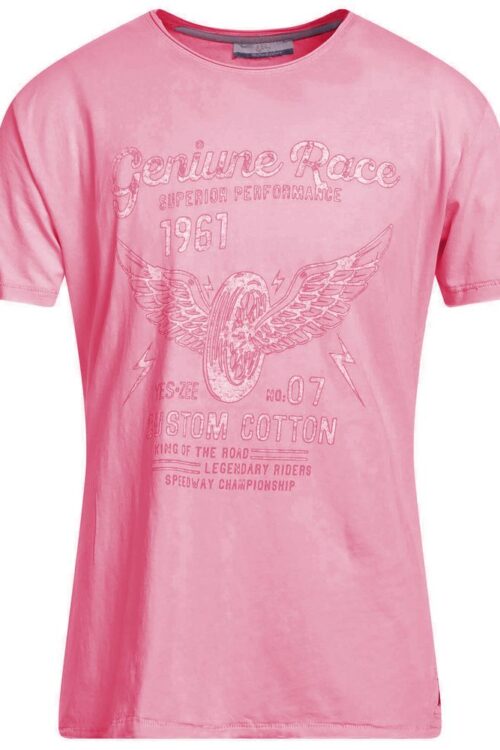 Yes Zee Chic Pink Cotton Tee with Front Print