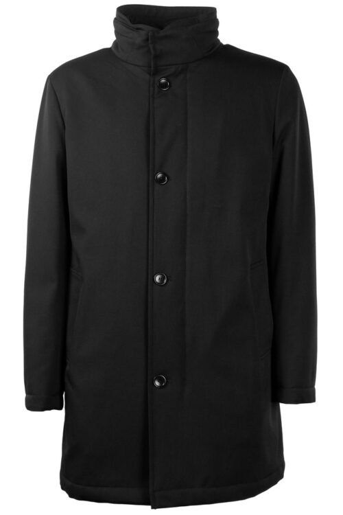 Made in Italy Elegant Virgin Wool Coat with Storm Protection