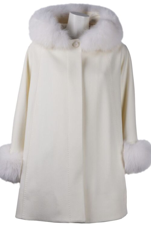 Made in Italy Elegant Virgin Wool Short Coat with Fur Trim