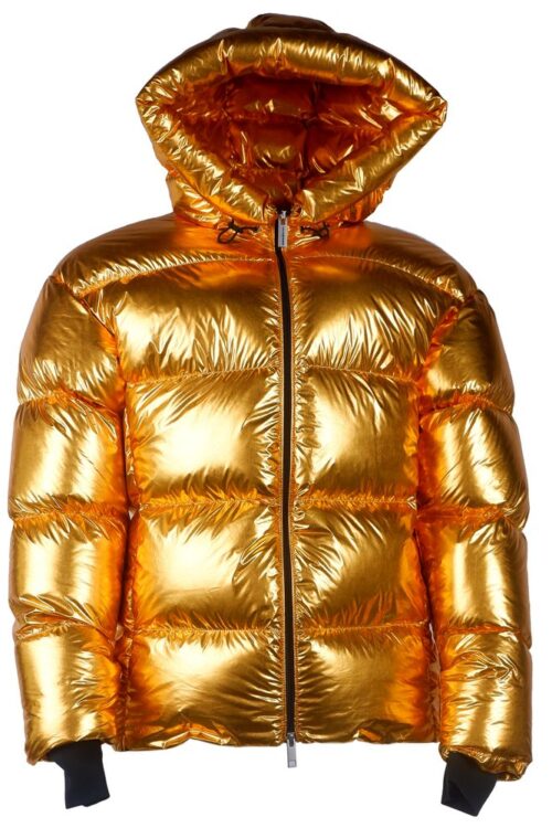 Centogrammi Exquisite Golden Puffer Jacket with Hood