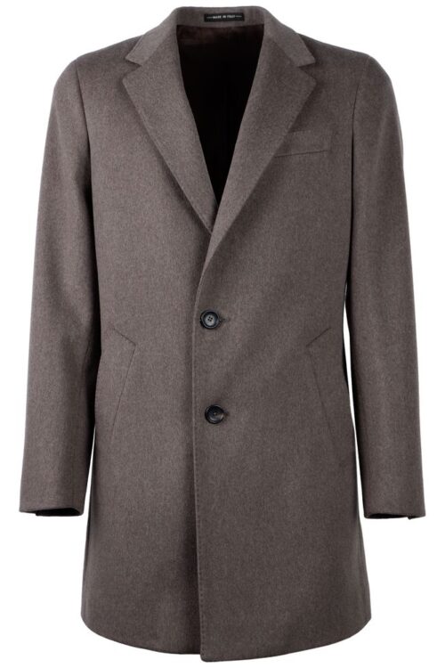 Made in Italy Elegant Virgin Wool Men’s Brown Coat