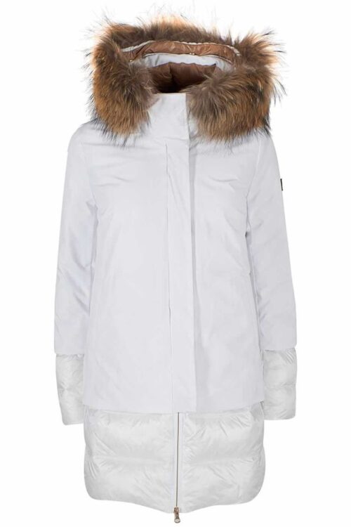 Yes Zee Chic Quilted Nylon Down Jacket with Fur Hood