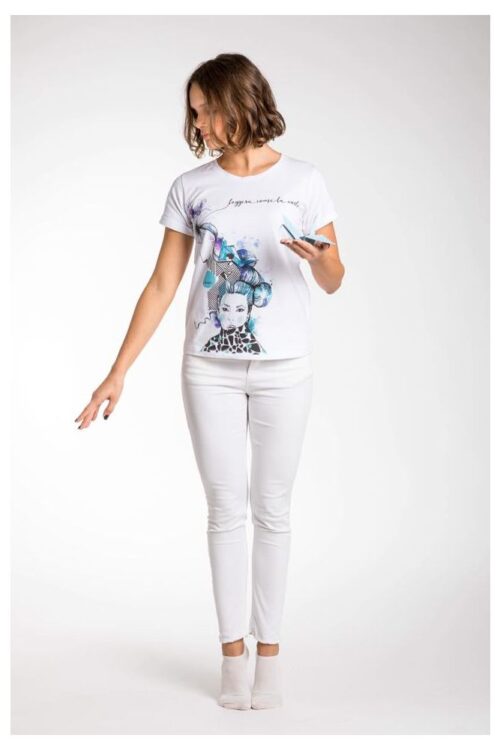 A.Tratti Chic White Stretch Viscose Tee