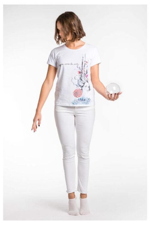 A.Tratti Chic White Stretch Viscose Tee with Exclusive Packaging