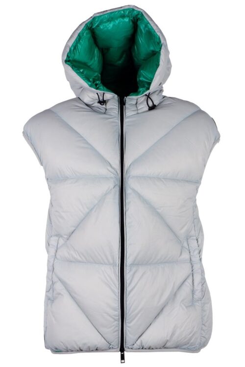 Centogrammi Elegant Gray Puffer Vest with Green Lining