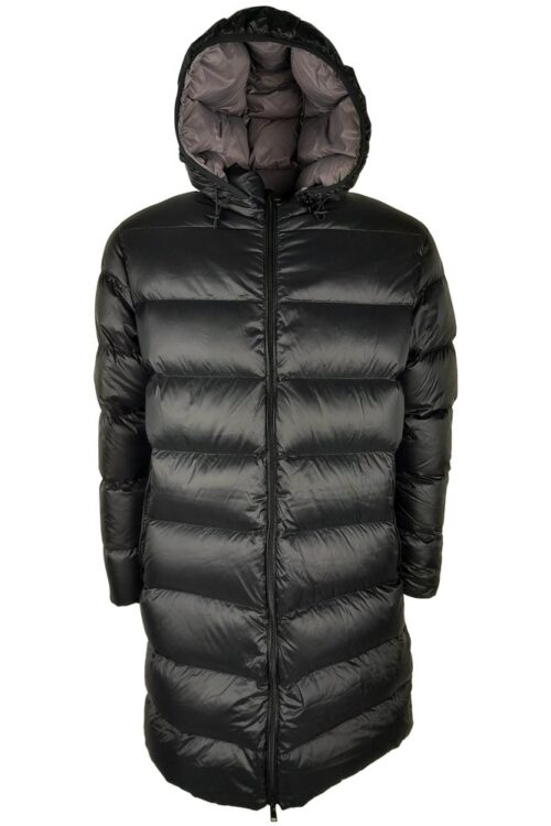 Centogrammi Sleek Black Nylon Down Jacket with Hood