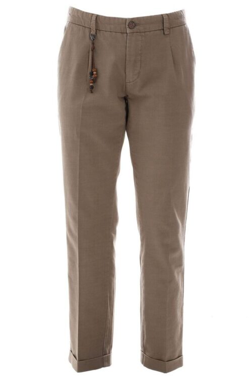 Yes Zee Chic Cotton Chino Trousers in Earthy Brown