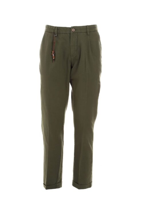 Yes Zee Elegant Green Cotton Chino Trousers