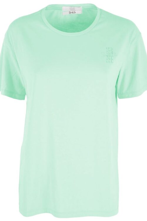 Yes Zee Chic Green Crew-neck Cotton Tee with Chest Logo