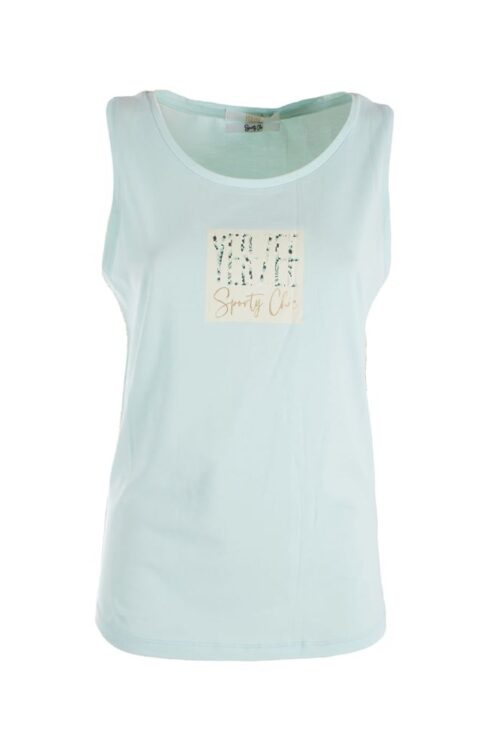 Yes Zee Elegant Green Cotton Blend Tank Top