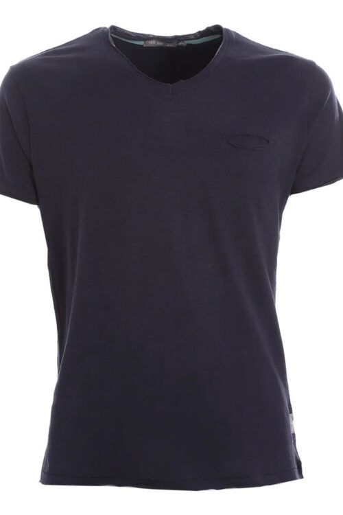 Yes Zee Chic V-Neck Tee with Pocket in Blue