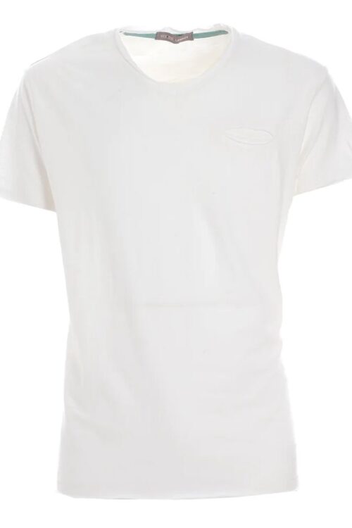 Yes Zee Crisp White V-Neck Tee with Pocket Detail