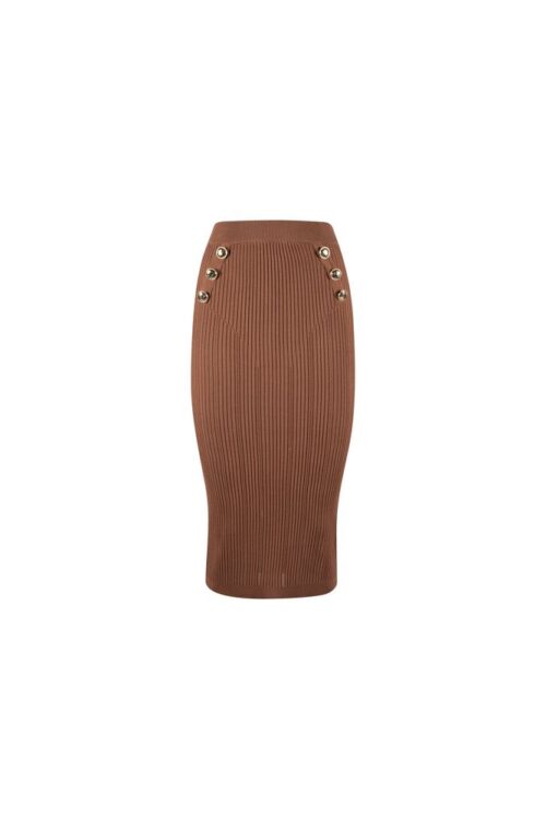 Yes Zee Elegant Pencil Skirt with Decorative Buttons