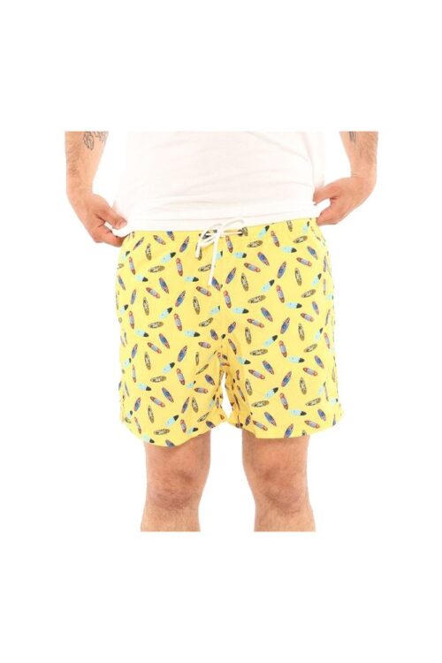 Yes Zee Sunshine Yellow Patterned Men’s Swim Boxers