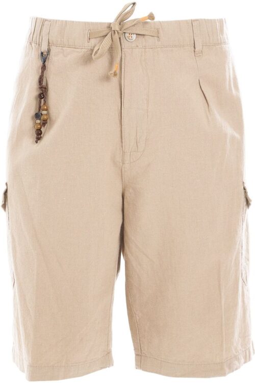 Yes Zee Beige Casual Linen-Cotton Blend Shorts