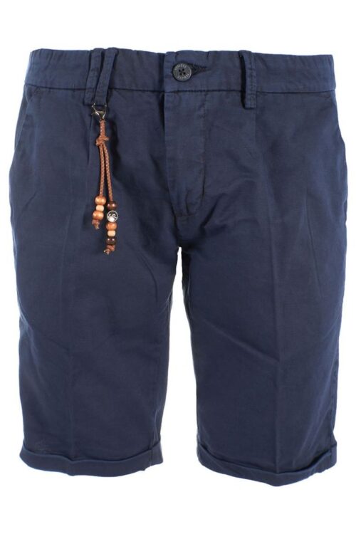 Yes Zee Chic Blue Cotton Blend Bermuda Shorts