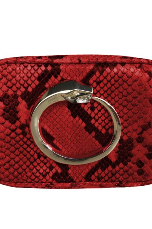 Cavalli Class Chic Python-Print Calfskin Clutch