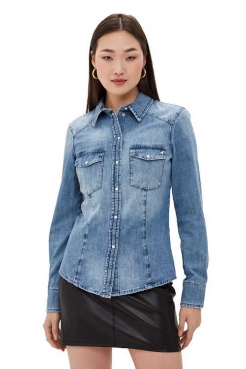 Patrizia Pepe Chic Light Blue Denim Shirt