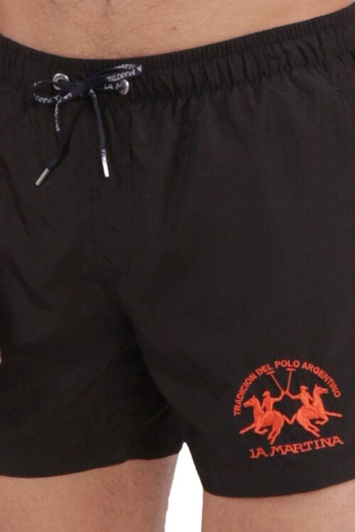 La Martina Sleek Black Drawstring Swim Boxers