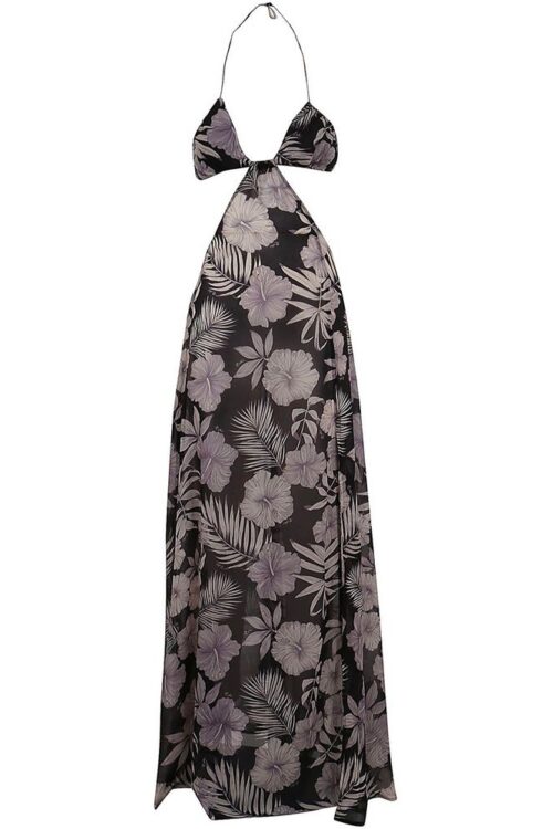PINKO Floral Elegance Maxi Dress with Split Detail