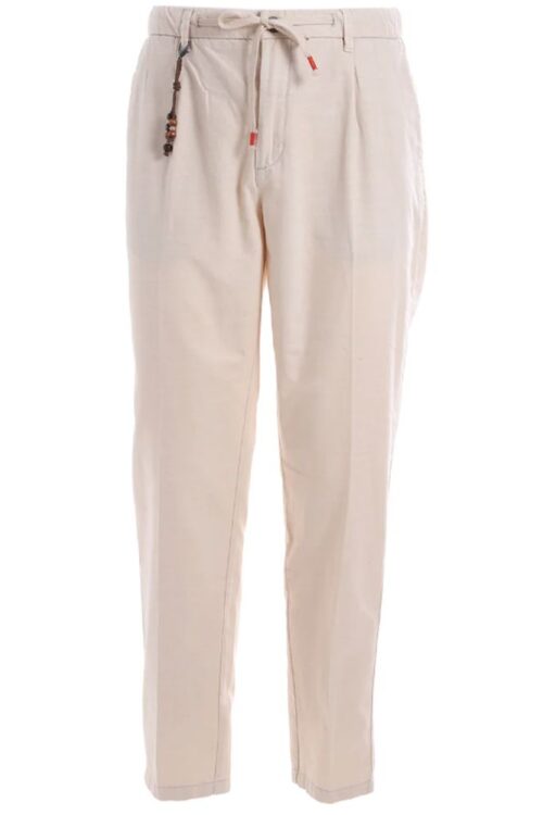 Yes Zee Chic Beige Regular Fit Cotton Trousers