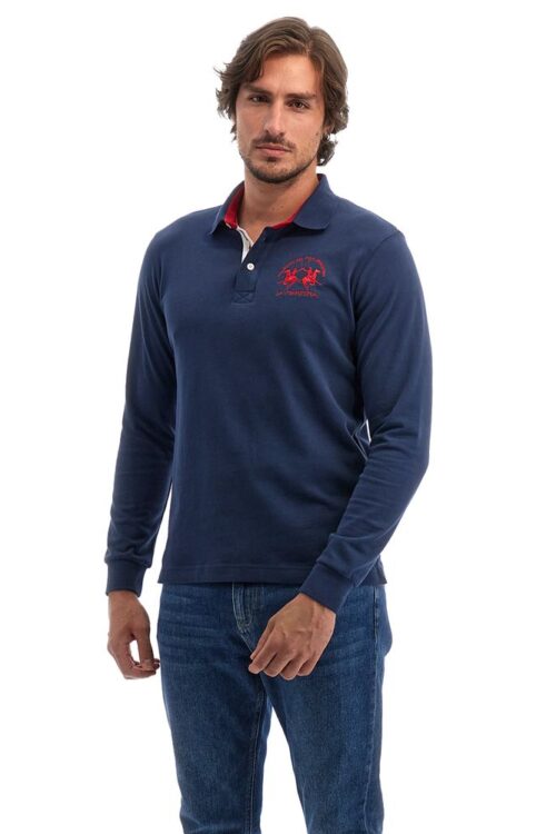 La Martina Blue Cotton Polo Shirt
