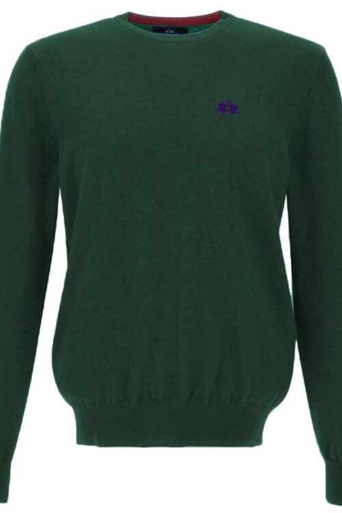 La Martina Green Cotton Sweater