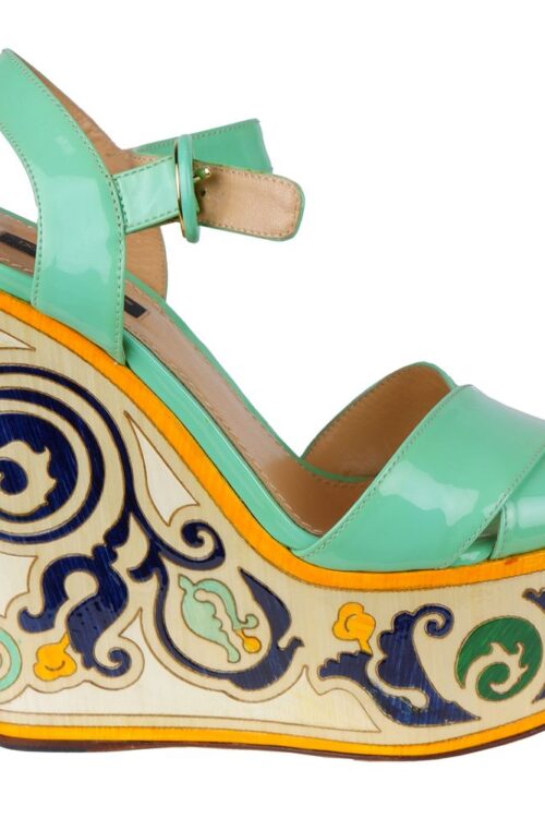 Dolce & Gabbana Green Leather Di Calfskin Sandal