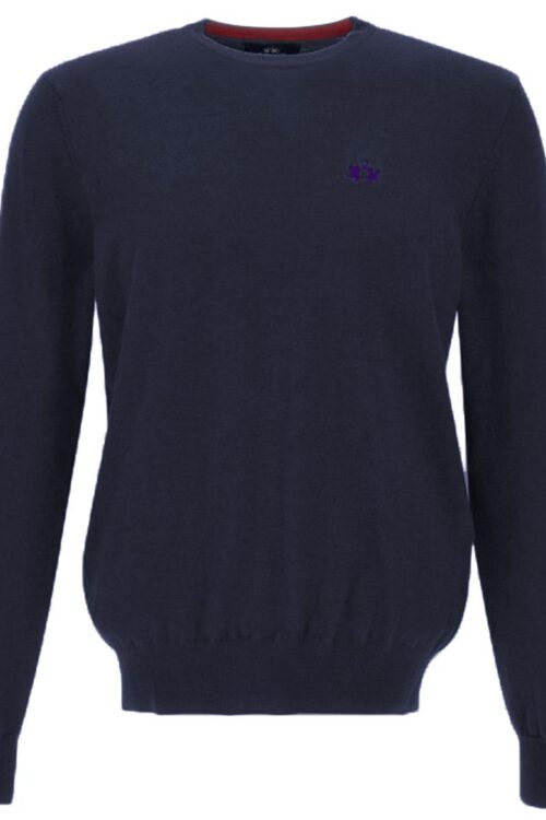 La Martina Blue Cotton Sweater