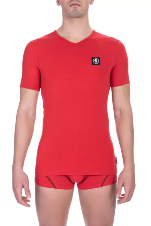 Bikkembergs Sleek V-Neck Bicolor Cotton Tee